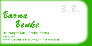 barna benke business card